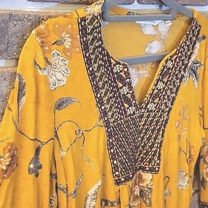 Soft Surroundings, Floral Boho Top with embroidery